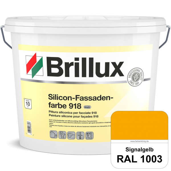 Silicon-Fassadenfarbe 918 (RAL 1003 Signalgelb) matt, hoch wetterbeständig und wasserabweisend
