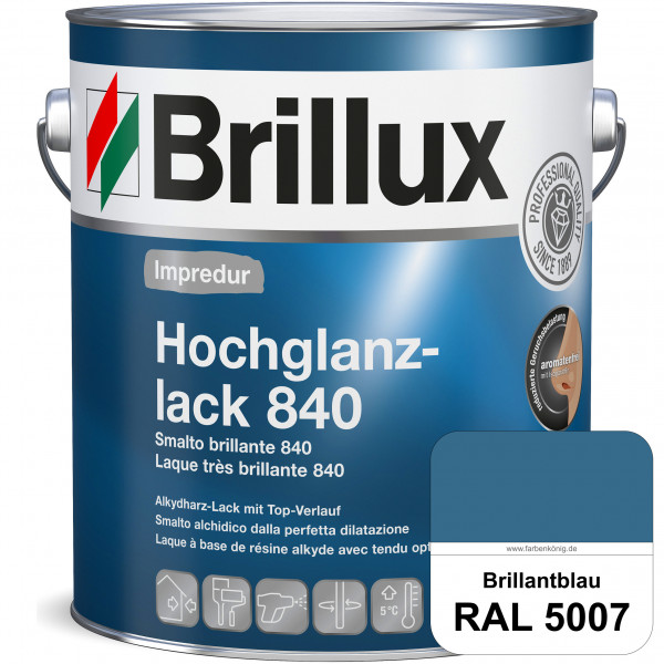 Impredur Hochglanzlack 840 (RAL 5007 Brillantblau) für Holz- und Metallflächen (löselmittelhaltig) i