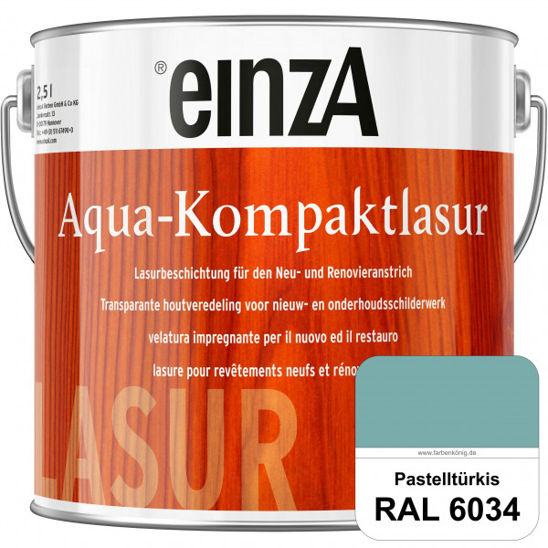 einzA Aqua-Kompaktlasur (RAL 6034 Pastelltürkis) wasserverdünnbare & feuchtigkeitsregulierende Lasur