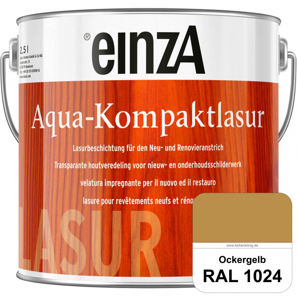 einzA Aqua-Kompaktlasur (RAL 1024 Ockergelb) wasserverdünnbare & feuchtigkeitsregulierende Lasurbesc