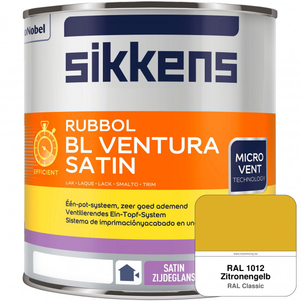 Rubbol BL Ventura Satin NEU (RAL 1012 Zitronengelb) Seidenglanzlack (wasserbasiert) Fenster außen