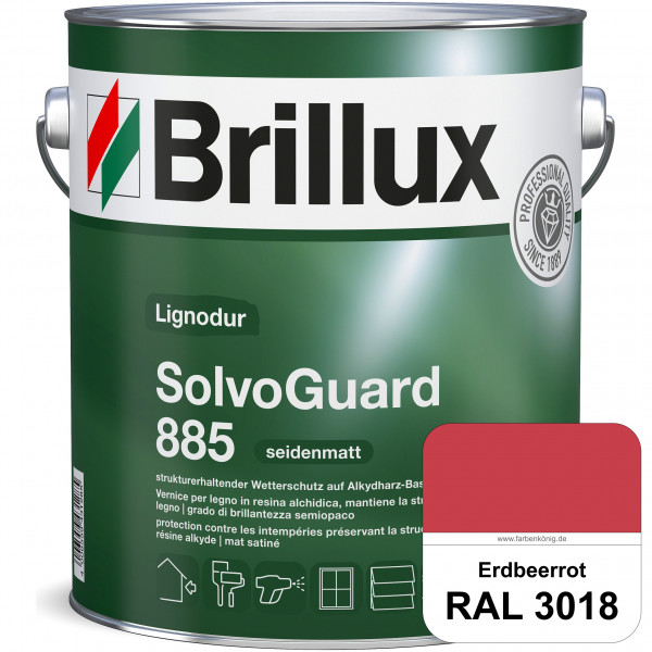 SolvoGuard 885 (RAL 3018 Erdbeerrot) deckende oder lasierende seidenmatte Alkydharz-Holzfarbe für au