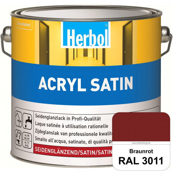 Acryl Satin (RAL 3011 Braunrot) wasserverdünnbarer seidenglänzender Lack (Innen & Außen)
