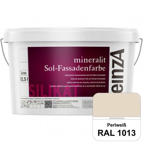 einzA mineralit Sol Fassadenfarbe (RAL 1013 Perlweiß) mineralische Fassadenfarbe mit Sol-Silikat Tec