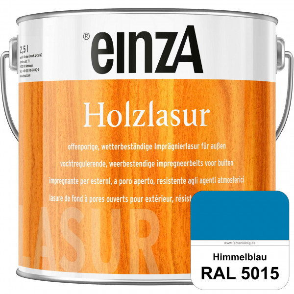 einzA Holzlasur (RAL 5015 Himmelblau) Offenporige Imprägnierlasur für Außen-Holzbauteile