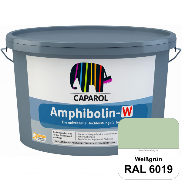 Amphibolin-W (RAL 6019 Weißgrün) Seidenmatte Reinacrylat-Fassadenfarbe mit Pilz- & Algenschutz