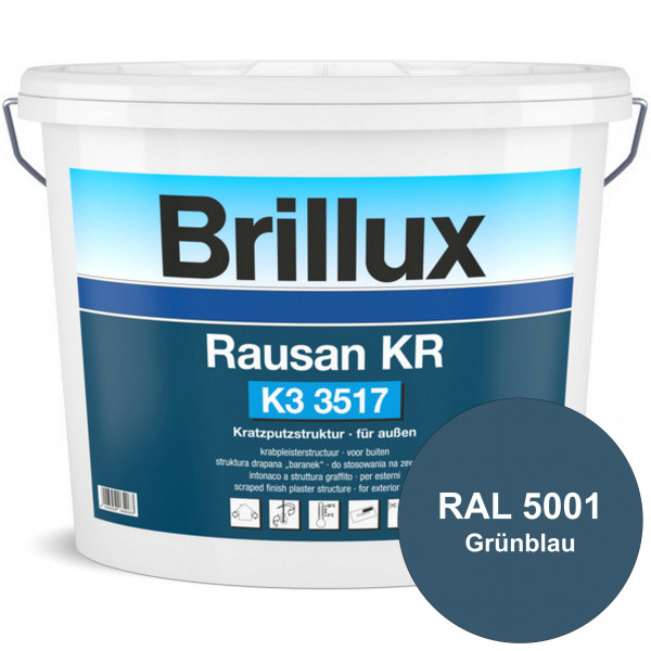 Rausan KR K3 3517 mit Protect (RAL 5001 Grünblau) Organisch gebundener Kratzputz für wetterbeständig