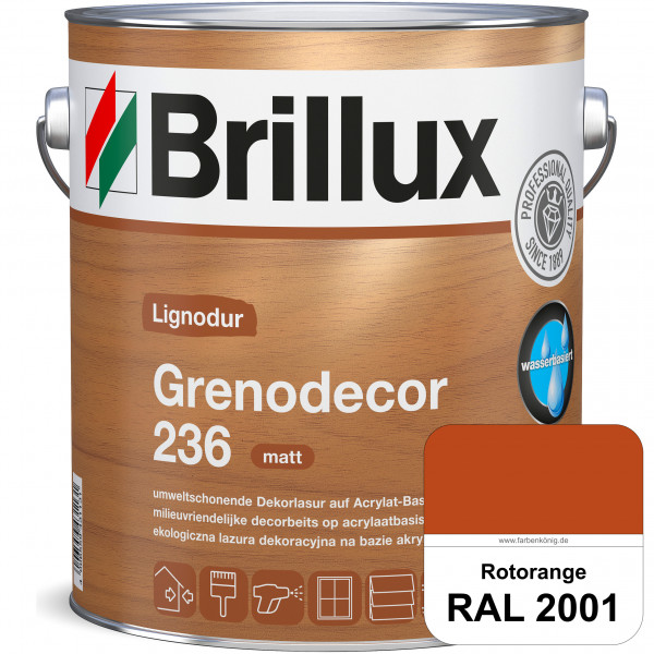 Grenodecor 236 (RAL 2001 Rotorange) Umwelt- und gesundheitsschonende, diffusionsfähige Dekorlasur mi