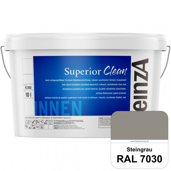 einzA Superior Clean (RAL 7030 Steingrau) Hoch reinigungsfähige, stumpfmatte Premium-Wandbeschichtun