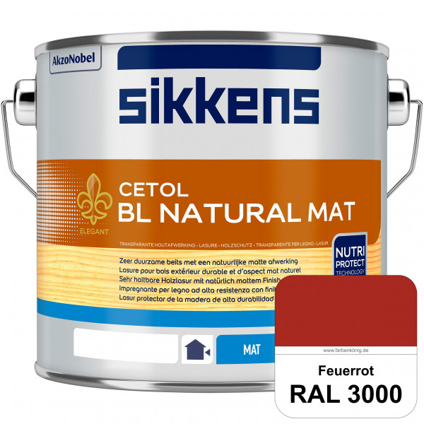 Cetol BL Natural Mat (RAL 3000 Feuerrot) Matte, wasserverdünnnbare Dünnschichtlasur