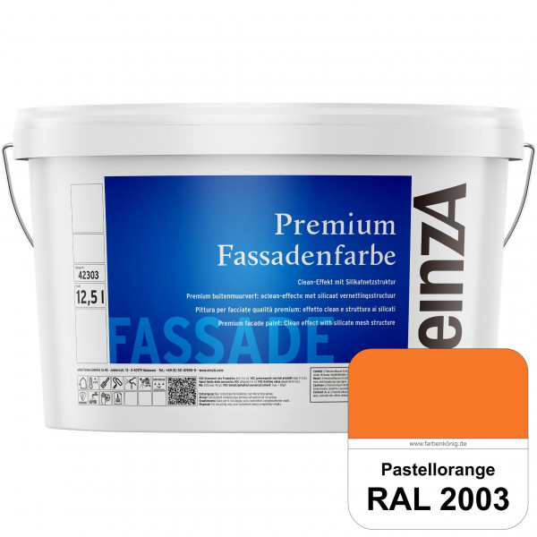 einzA Premium Fassadenfarbe (RAL 2003 Pastellorange) Hochwertige Fassadenfarbe mit Clean-Effekt