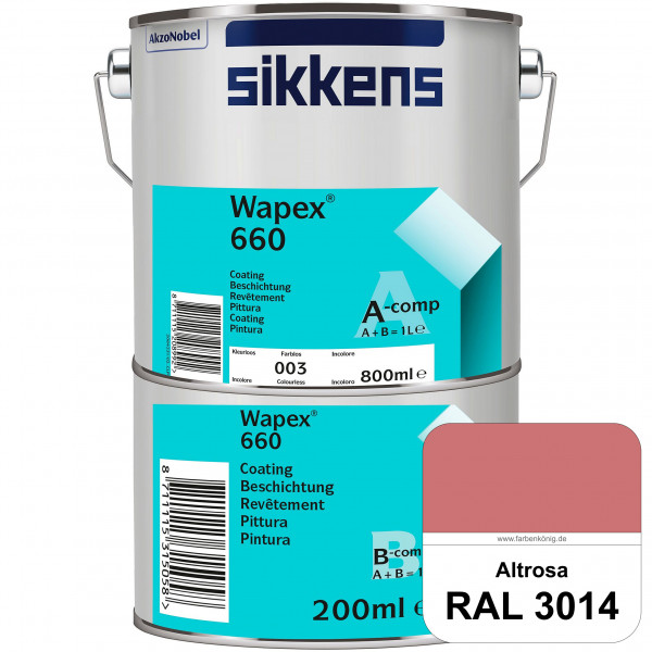 Wapex 660 Set (RAL 3014 Altrosa) seidenglänzende 2K-Epoxidharzlack für Böden & Wände (innen)