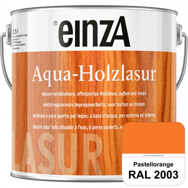 einzA Aqua-Holzlasur (RAL 2003 Pastellorange) wasserverdünnbare offenporige Holzlasur für Holzbautei