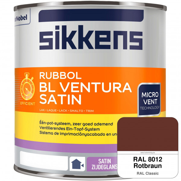 Rubbol BL Ventura Satin NEU (RAL 8012 Rotbraun) Seidenglanzlack (wasserbasiert) Fenster außen