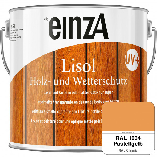 einzA Lisol Holz- und Wetterschutz Lasur und Farbe (RAL 1034 Pastellgelb)