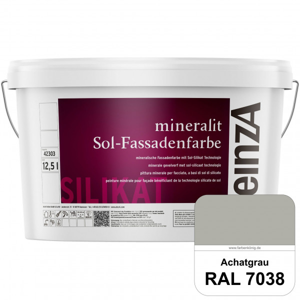 einzA mineralit Sol Fassadenfarbe (RAL 7038 Achatgrau) mineralische Fassadenfarbe mit Sol-Silikat Te