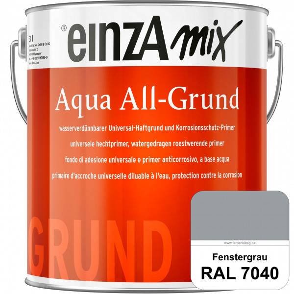 einzA Aqua All-Grund (RAL 7040 Fenstergrau) Wasserverdünnbarer Haftgrund & Korrosionsschutz-Primer
