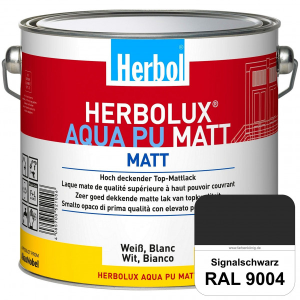 Herbolux Aqua PU Matt (RAL 9004 Signalschwarz) Top-PU-Mattlack auf Wasserbasis (Innen)