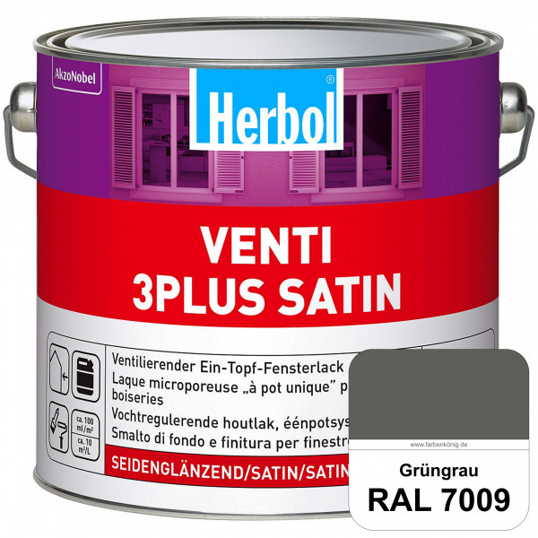 Venti 3Plus Satin (RAL 7009 Grüngrau) feuchtigkeitregulierender & seidenglänzender Ein-Topf-Fensterl