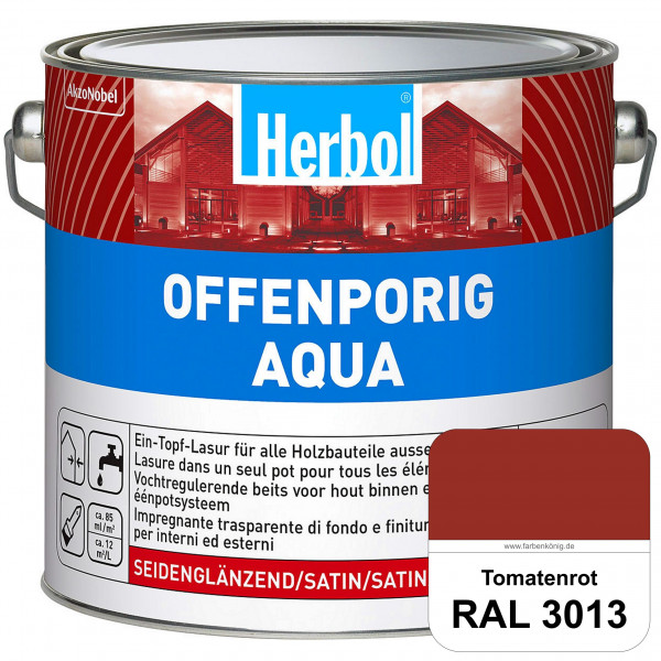 Offenporig Aqua (RAL 3013 Tomatenrot) Wasserverdünnbar & hochwertige Ein-Topf-Holzlasur - Feuchtesch