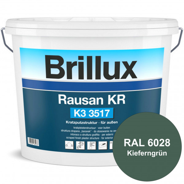 Rausan KR K3 3517 mit Protect (RAL 6028 Kieferngrün) Organisch gebundener Kratzputz für wetterbestän