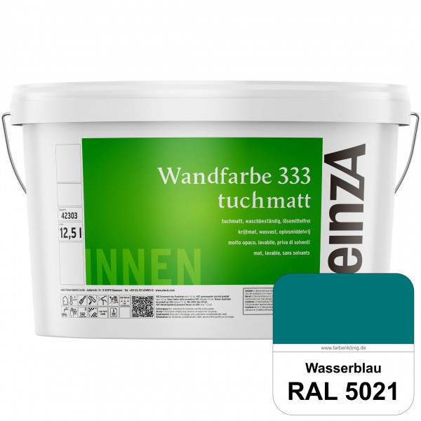 einzA Wandfarbe 333 tuchmatt (RAL 5021 Wasserblau) Hochdeckende, waschbeständige Wandfarbe