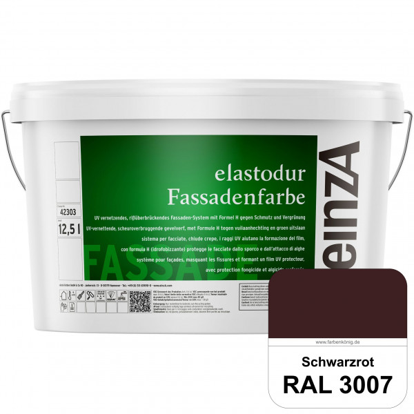 einzA elastodur Fassadenfarbe (RAL 3007 Schwarzrot) UV-vernetzendes & rissüberbrückendes Fassadenfar