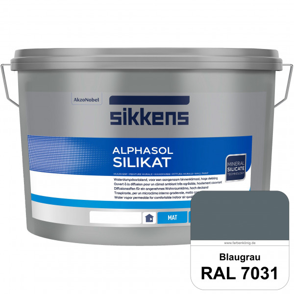 Alphasol Silikat (RAL 7031 Blaugrau) Extrem matte Premium Wandfarbe auf SOL-Silikatbasis
