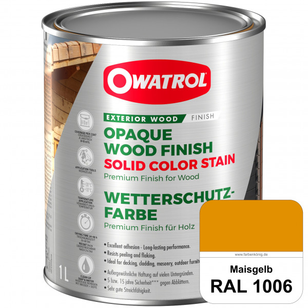 Solid Color Stain (RAL 1006 Maisgelb) deckende und matte Wetterschutzfarbe außen