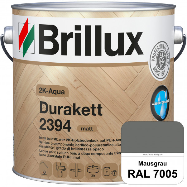 2K-Aqua Durakett 2394 (RAL 7005 Mausgrau) Wasserbasierter 2K-Versiegelung für Parkettfußböden, Diele