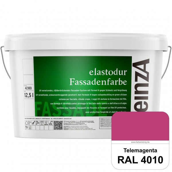 einzA elastodur Fassadenfarbe (RAL 4010 Telemagenta) UV-vernetzendes & rissüberbrückendes Fassadenfa