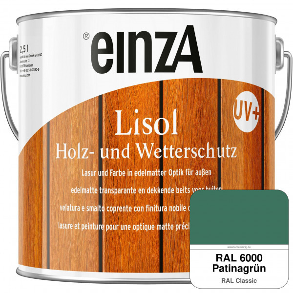 einzA Lisol Holz- und Wetterschutz Lasur und Farbe (RAL 6000 Patinagrün)