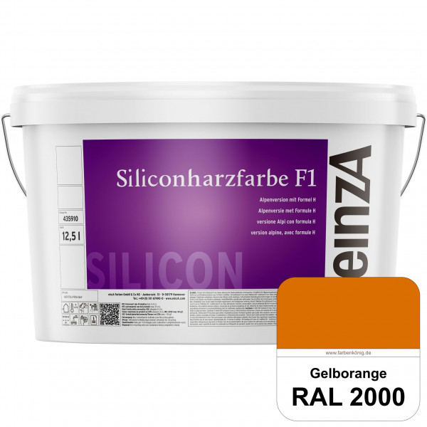 einzA Siliconharzfarbe F1 (RAL 2000 Gelborange) Universal Siliconharz-Fassadenfarbe, kalkmatt, wette