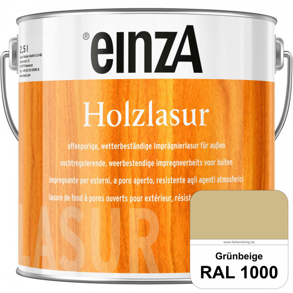 einzA Holzlasur (RAL 1000 Grünbeige) Offenporige Imprägnierlasur für Außen-Holzbauteile
