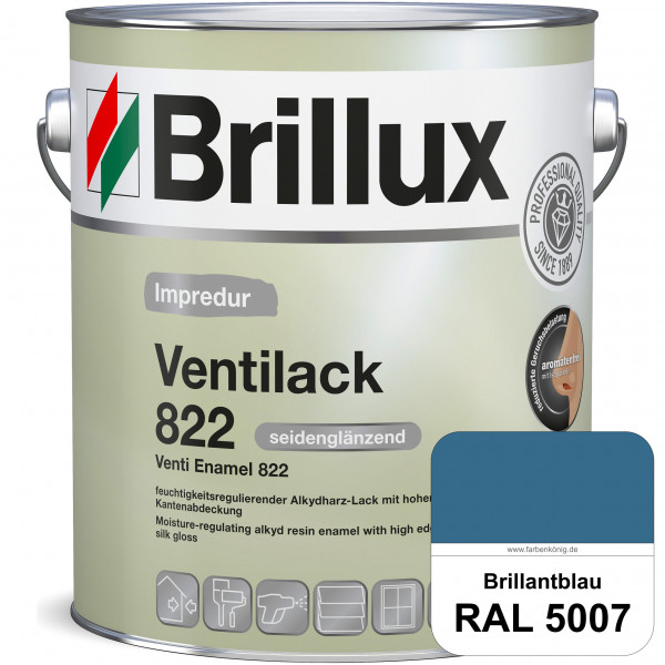 Impredur Ventilack 822 (RAL 5007 Brillantblau) Seidenglanzlack (lösemittelhaltig) Fenster & Türen in