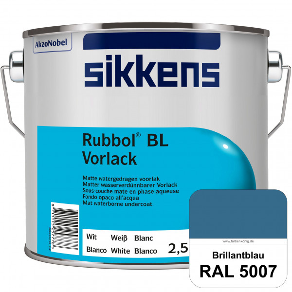 Rubbol BL Vorlack (RAL 5007 Brillantblau) Wasserbasierter, matter & umweltschonender Vorlack (innen)