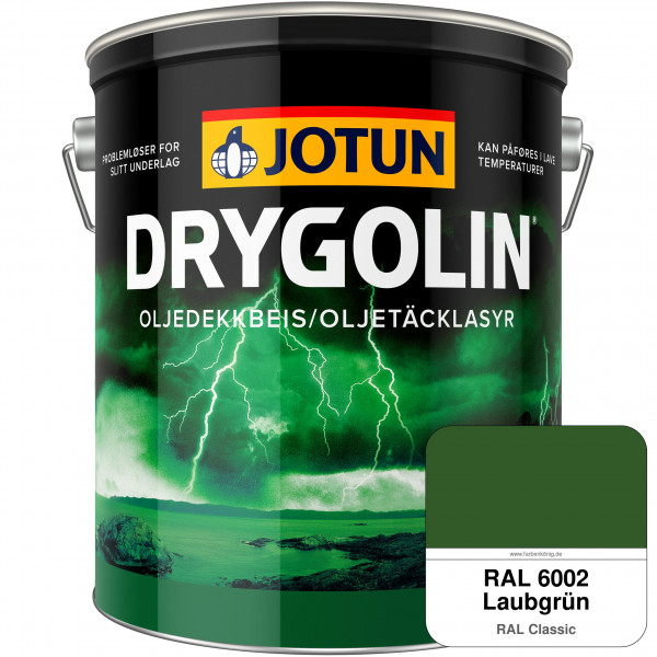 DRYGOLIN Oljedekkbeis - Deckende & wetterbeständige Öllasur für Außen (RAL 6002 Laubgrün)