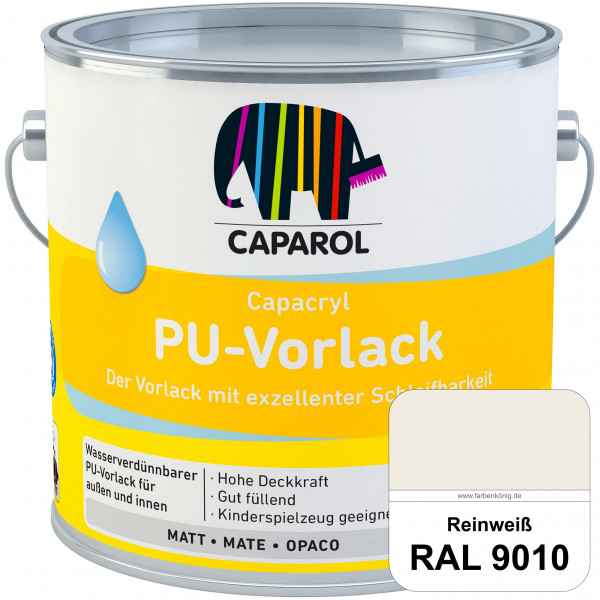 Capacryl PU-Vorlack (RAL 9010 Reinweiß) wasserbasierter & gut füllender Vorlack (innen & außen)