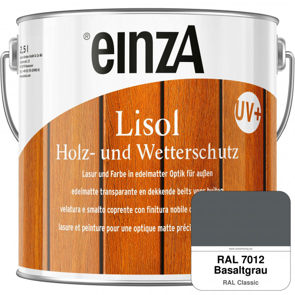 einzA Lisol Holz- und Wetterschutz Lasur und Farbe (RAL 7012 Basaltgrau)