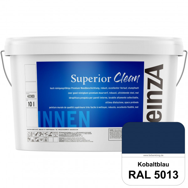einzA Superior Clean (RAL 5013 Kobaltblau) Hoch reinigungsfähige, stumpfmatte Premium-Wandbeschichtu
