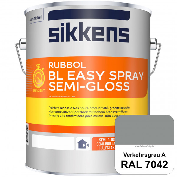 Rubbol BL Easy Spray (RAL 7042 Verkehrsgrau A) Seidenglänzender Airlesslack (außen & innen)