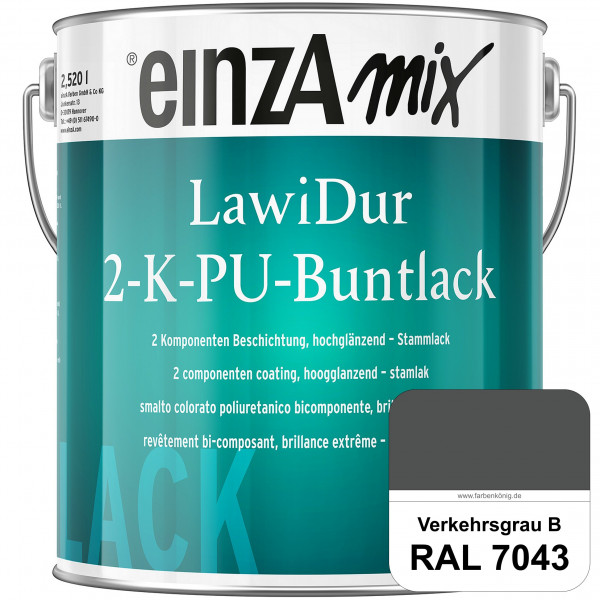einzA LawiDur 2-K-PU-Buntlack - Hochglanz (RAL 7043 Verkehrsgrau B)
