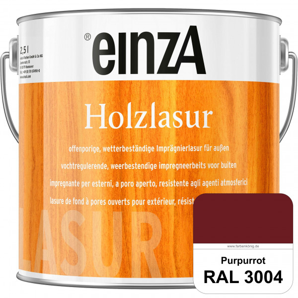 einzA Holzlasur (RAL 3004 Purpurrot) Offenporige Imprägnierlasur für Außen-Holzbauteile