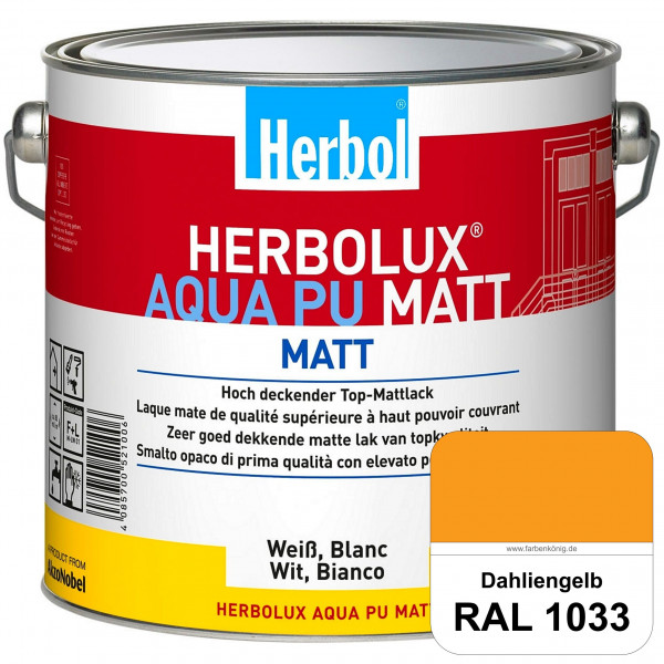 Herbolux Aqua PU Matt (RAL 1033 Dahliengelb) Top-PU-Mattlack auf Wasserbasis (Innen)