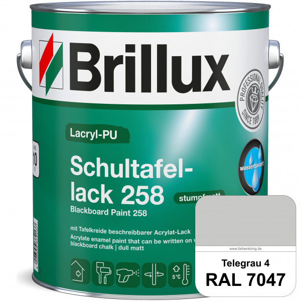 Lacryl-PU Schultafellack 258 (RAL 7047 Telegrau 4) wasserbasierter und matter Schultafellack (innen)