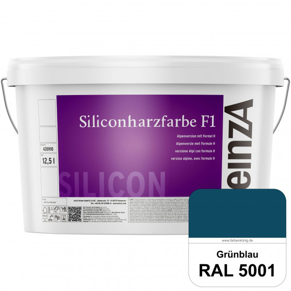 einzA Siliconharzfarbe F1 (RAL 5001 Grünblau) Universal Siliconharz-Fassadenfarbe, kalkmatt, wetterb