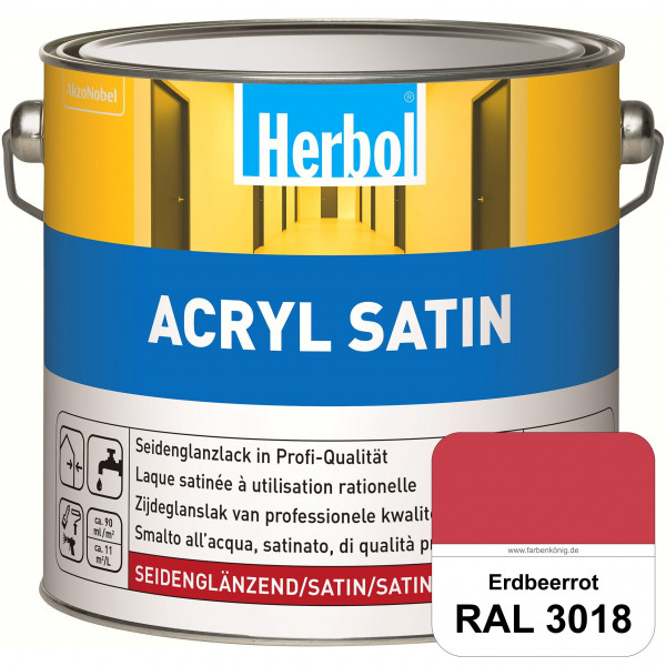 Acryl Satin (RAL 3018 Erdbeerrot) wasserverdünnbarer seidenglänzender Lack (Innen & Außen)