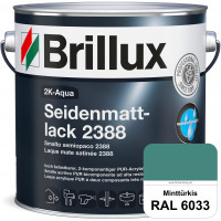 2K-Aqua Seidenmattlack 2388 (RAL 6033 Minttürkis) mechanisch und chemisch hoch belastbar für außen &