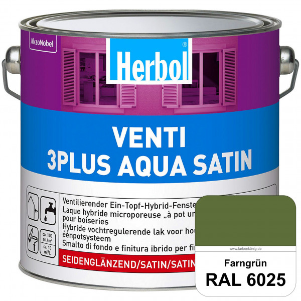 Venti 3Plus Aqua Satin (RAL 6025 Farngrün) wasserbasierter & feuchtigkeitregulierender Ein-Topf-Fens