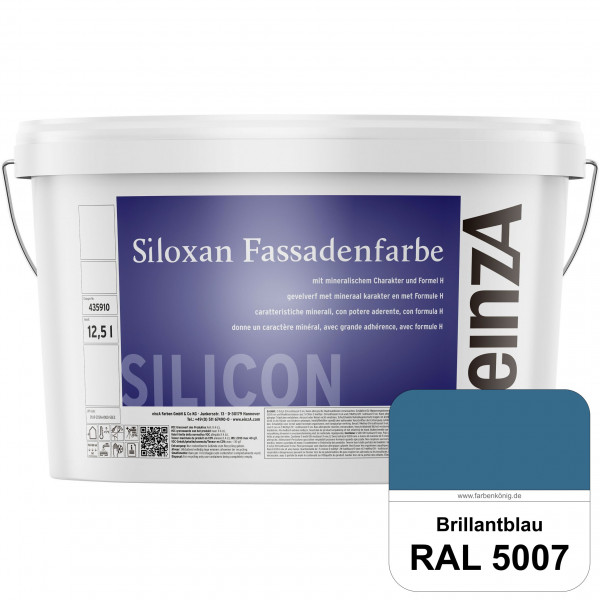 einzA Siloxan Fassadenfarbe (RAL 5007 Brillantblau) Siliconvergütete Fassadenfarbe